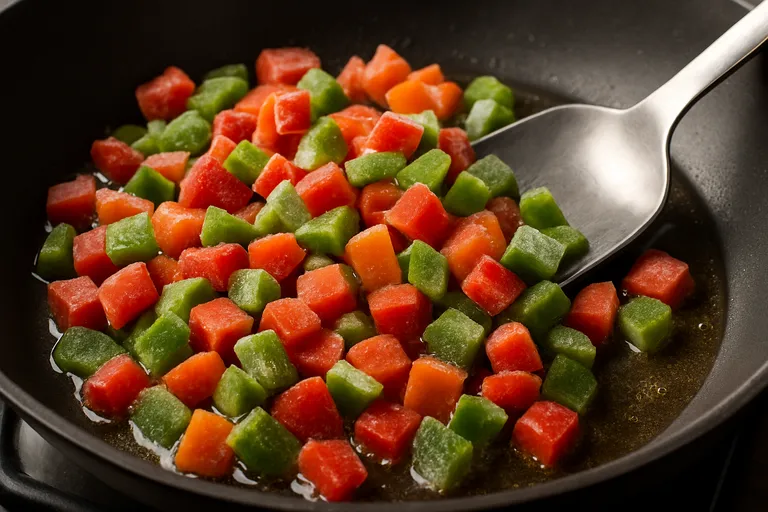 Ontdooien en koken met bevroren paprika