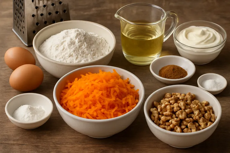 Ingrediënten en tools voor carrot cake maken
